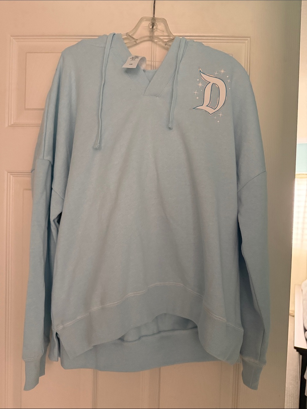 Disney Light Blue Pullover Hoodie with 'D' Logo